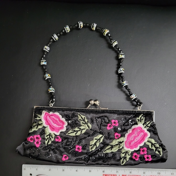 Satin Beaded Clutch / Cossbody/ Evening bag - Picture 1 of 8